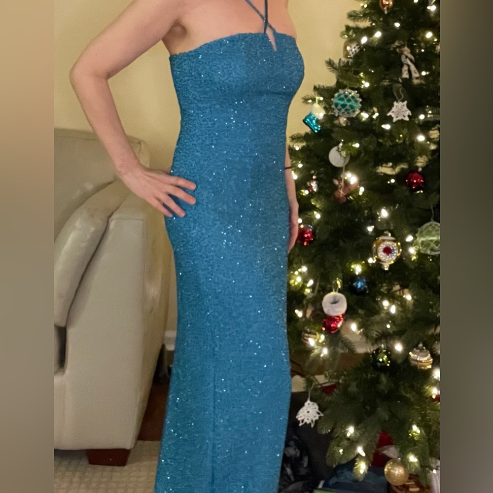 Turquoise Sequin Gown